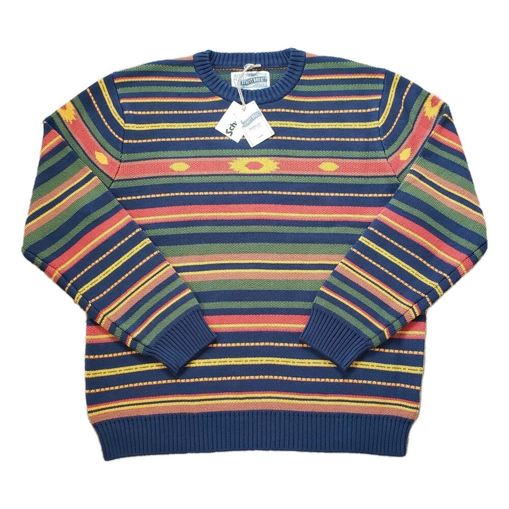 NWT Schott Bros NYC Southwest Multi Sz XL Mens 100% Cotton Heavyweight Sweater